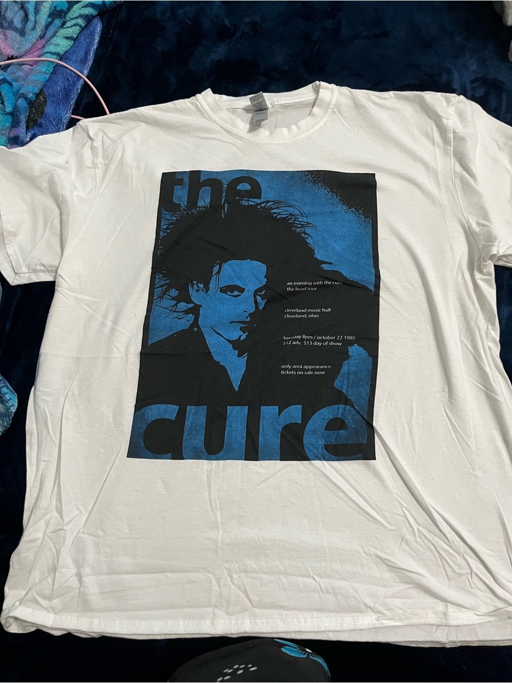 Limited edition reprint. The Cure Graphic White T‑Shirt - Blue/Black Print BNWOT